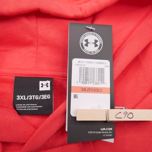 Under Armour Coldgear Fleece Hoodie Sweatshirt Men's Size 3XL Coral Red Fall - Picture 5 of 5